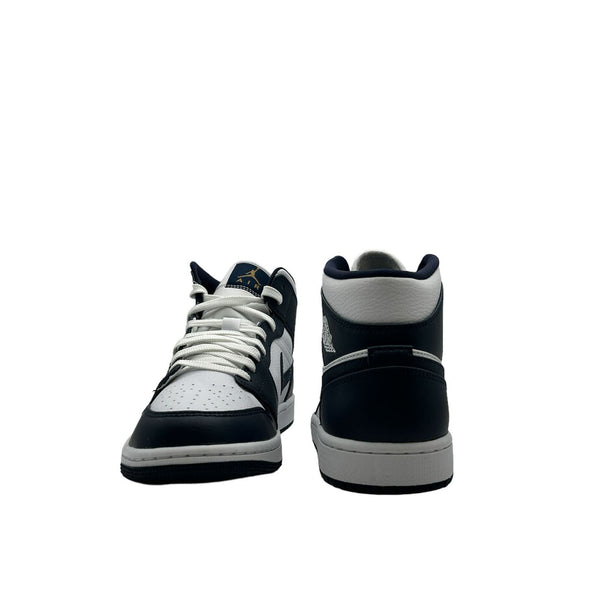 Jordan 1 Mid White Metallic Gold Obsidian